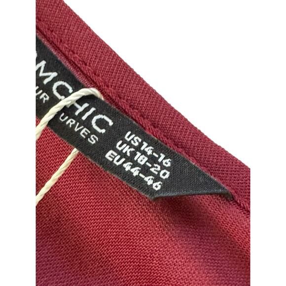 NWT BLOOMCHIC 14 16 Burgundy Tunic Top Balloon Sleeve 3D Flower Poofs #3656 - Picture 7 of 15